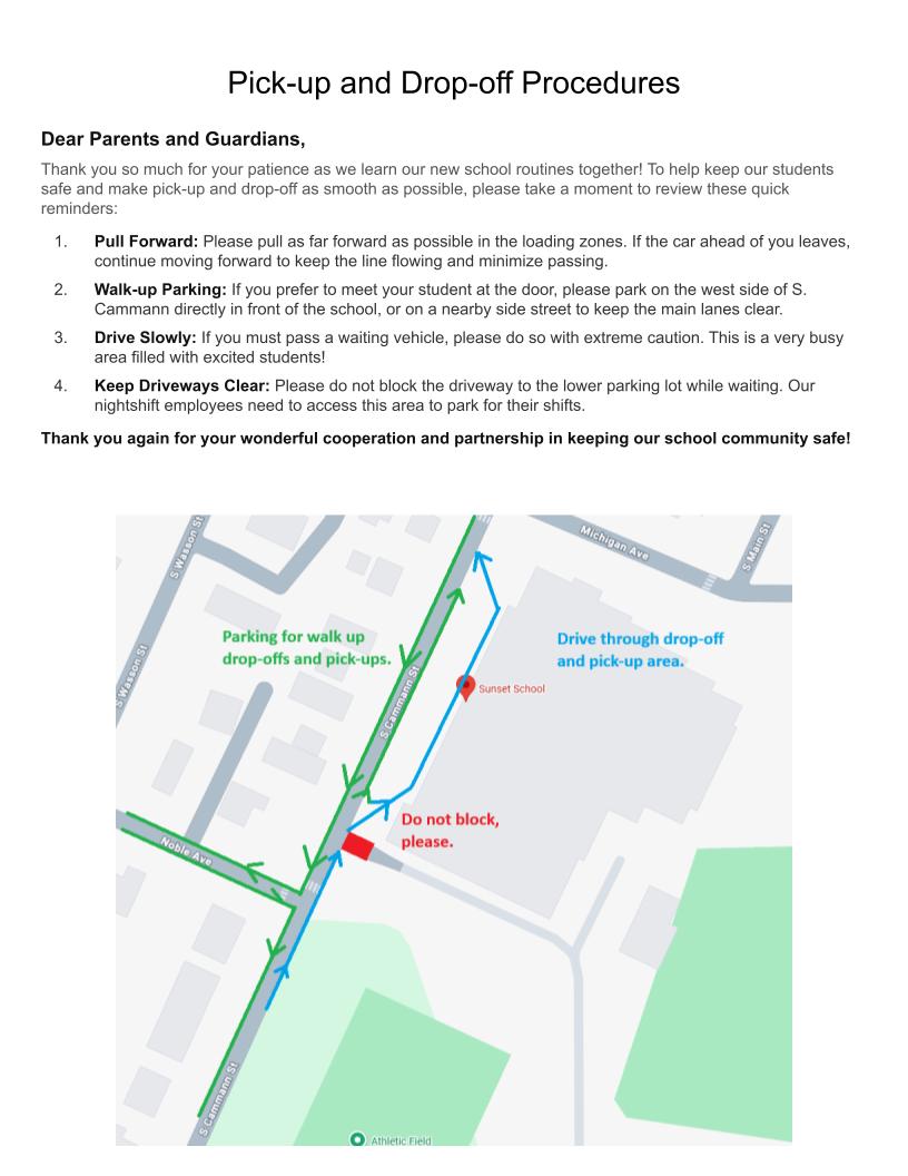 Pick-up and Drop-off Procedures