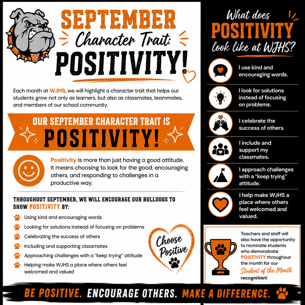 🐾 September Character Trait: POSITIVITY! 🧡