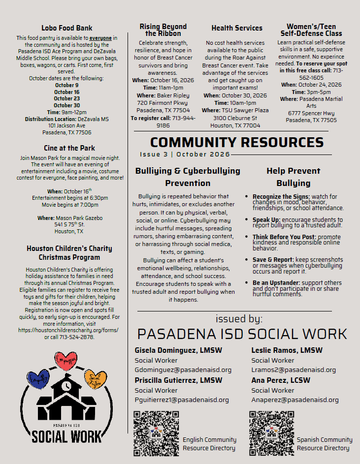 Community Resources - October