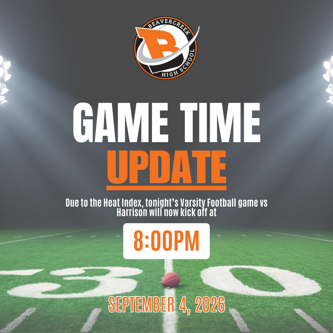 Varsity Football game time update - 9/4/26