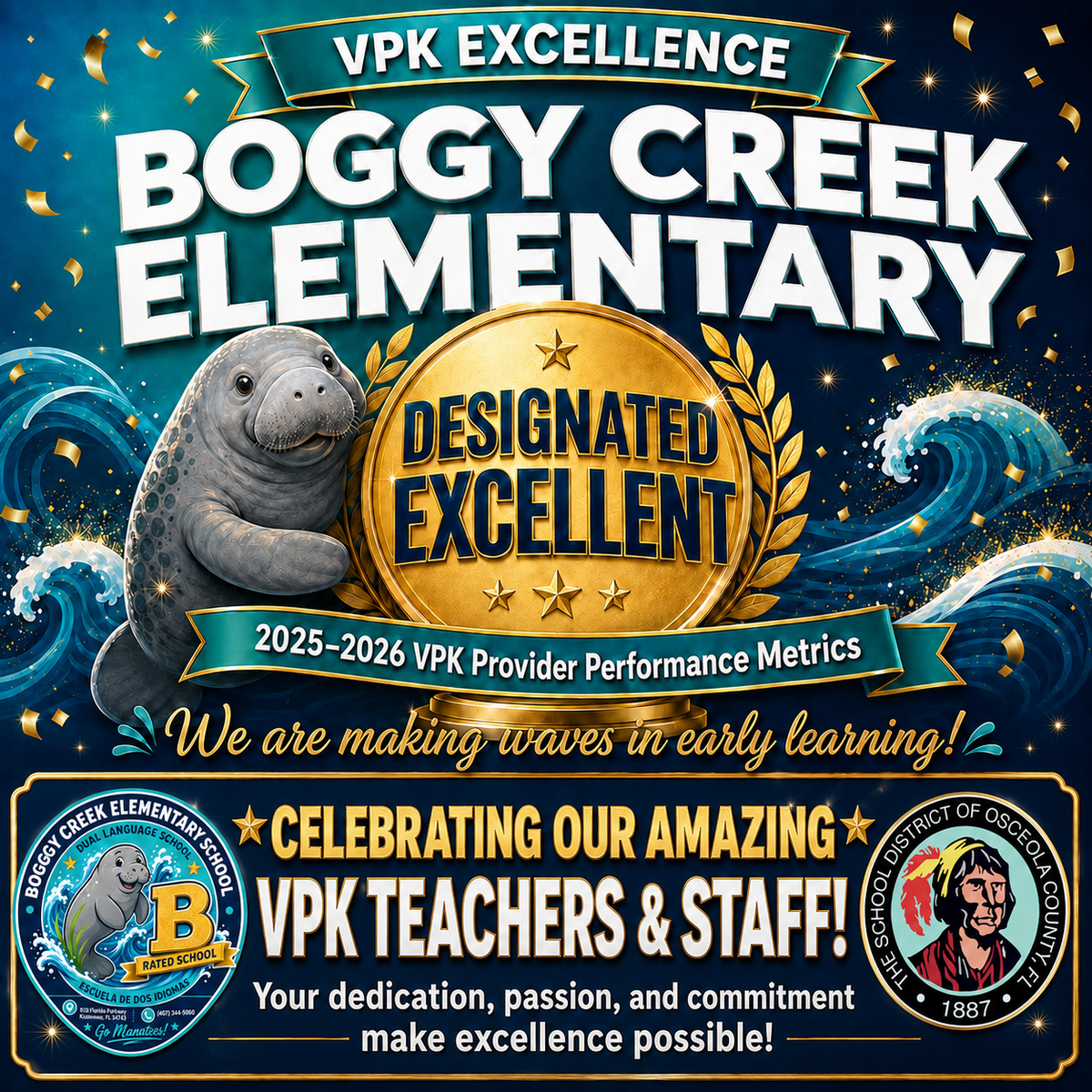 BCES 🏆 We’re Making Waves in Early Learning! 🌊🏆 ¡Estamos causando sensación en el aprendizaje temprano! 🌊