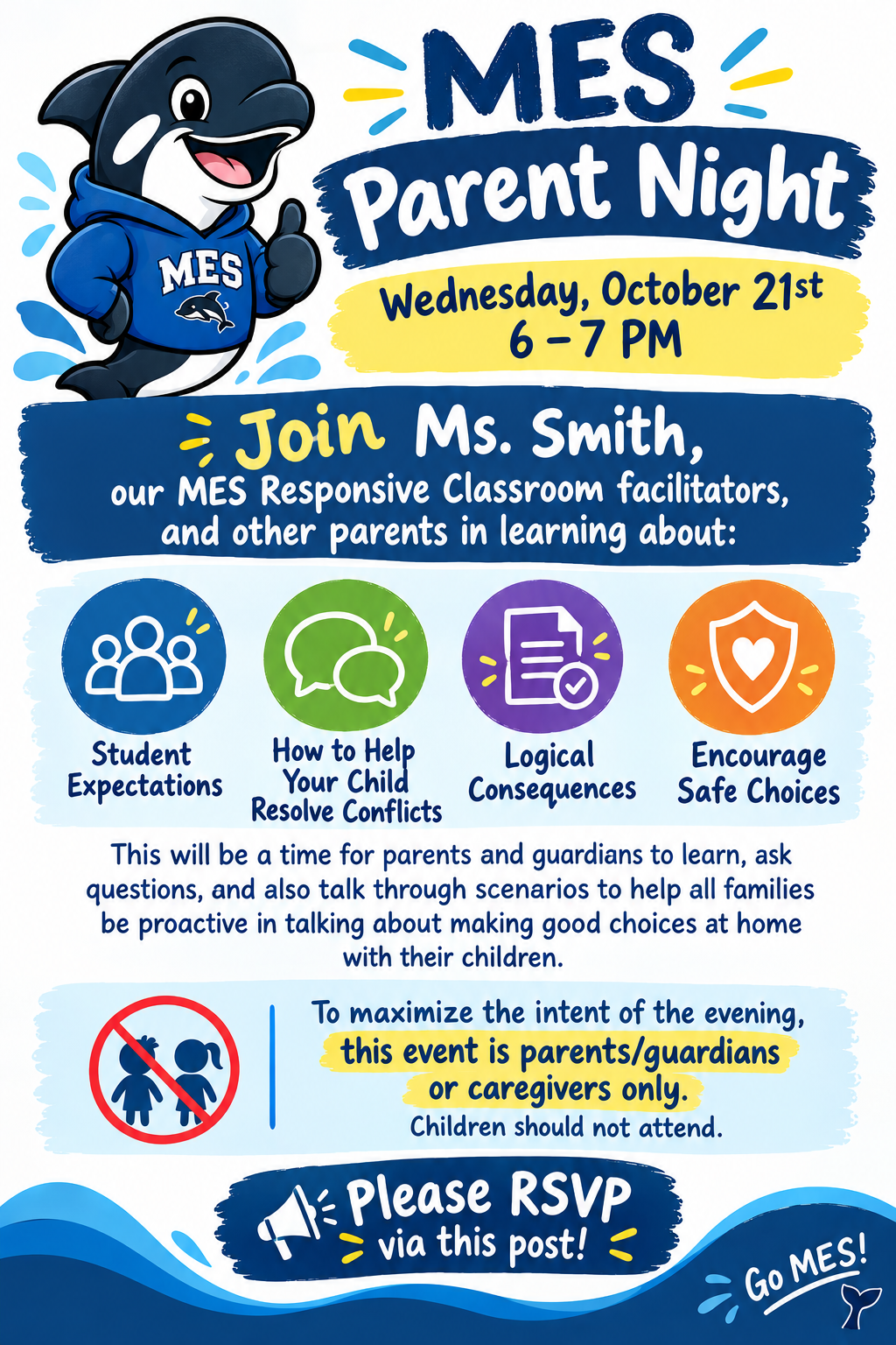 MES Parent Night: Wednesday, October 21st 6-7pm