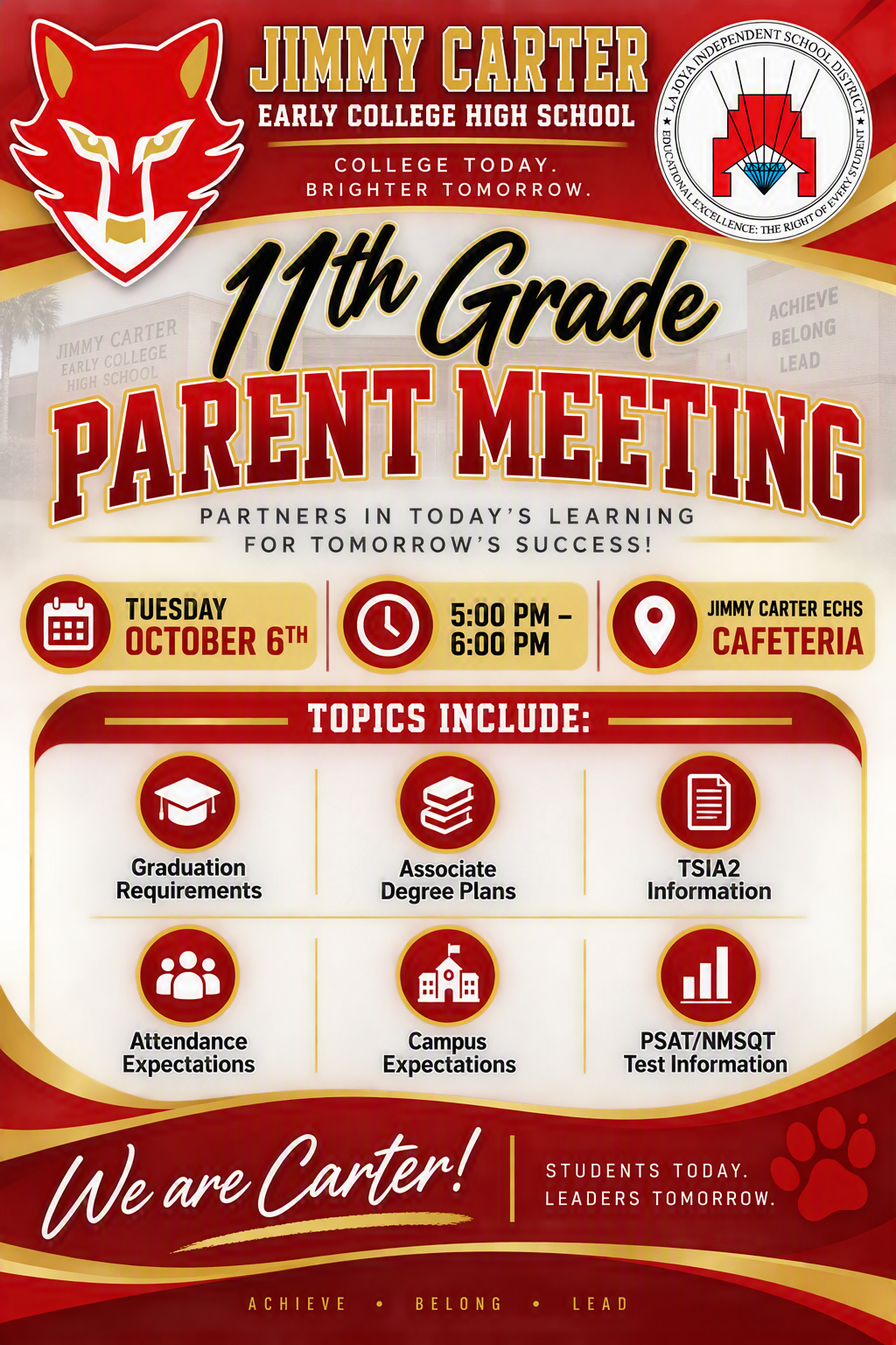 📣 SAVE THE DATE! 🐺❤️  Upcoming Parent Meetings