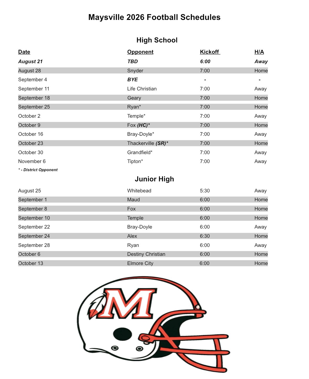 Football Schedule
