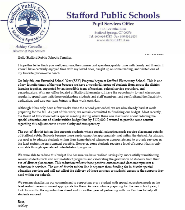 Special Education ESY and Budget Update