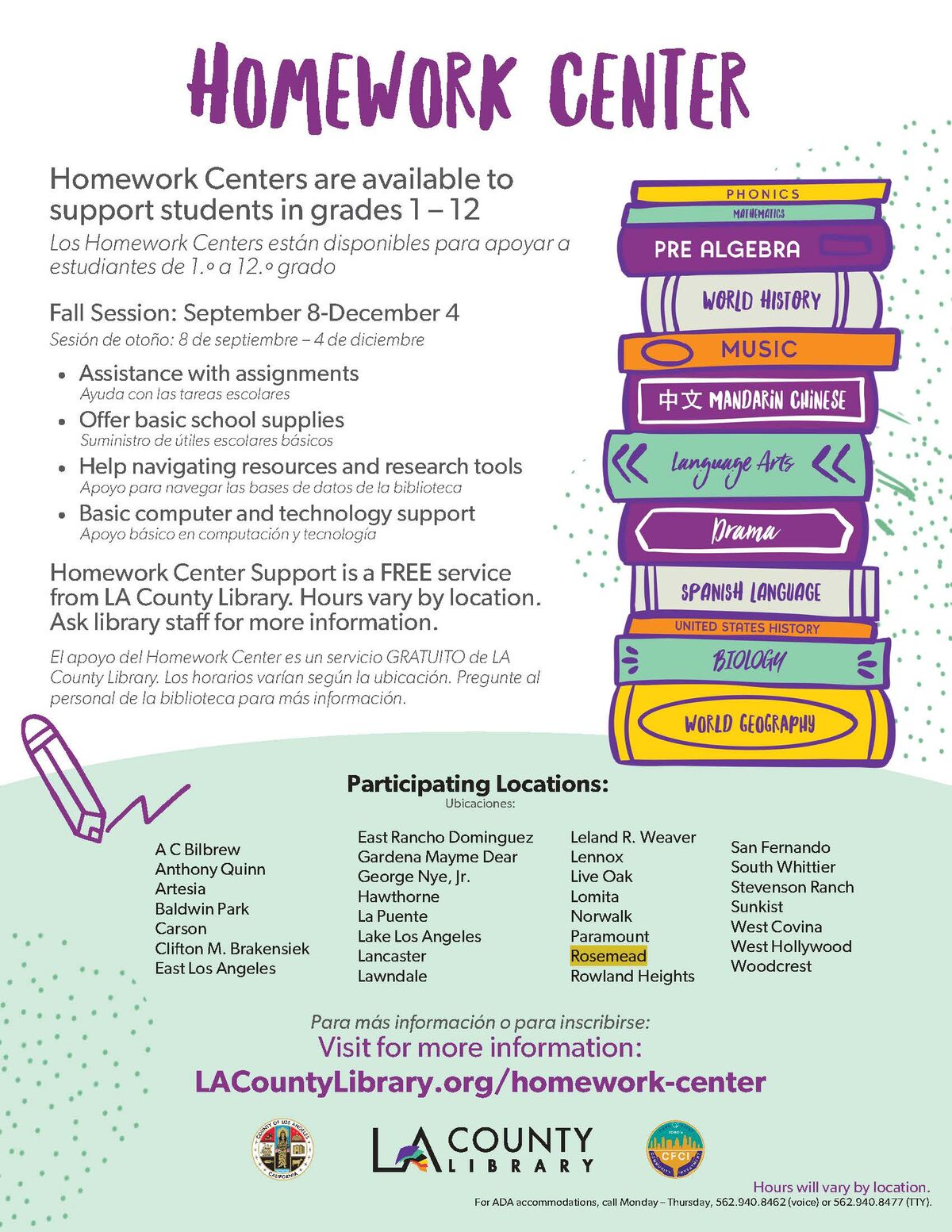 Free Homework Help at the Rosemead Library