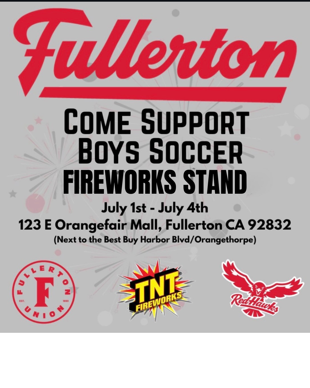 BOYS SOCCER FIREWORKS STAND