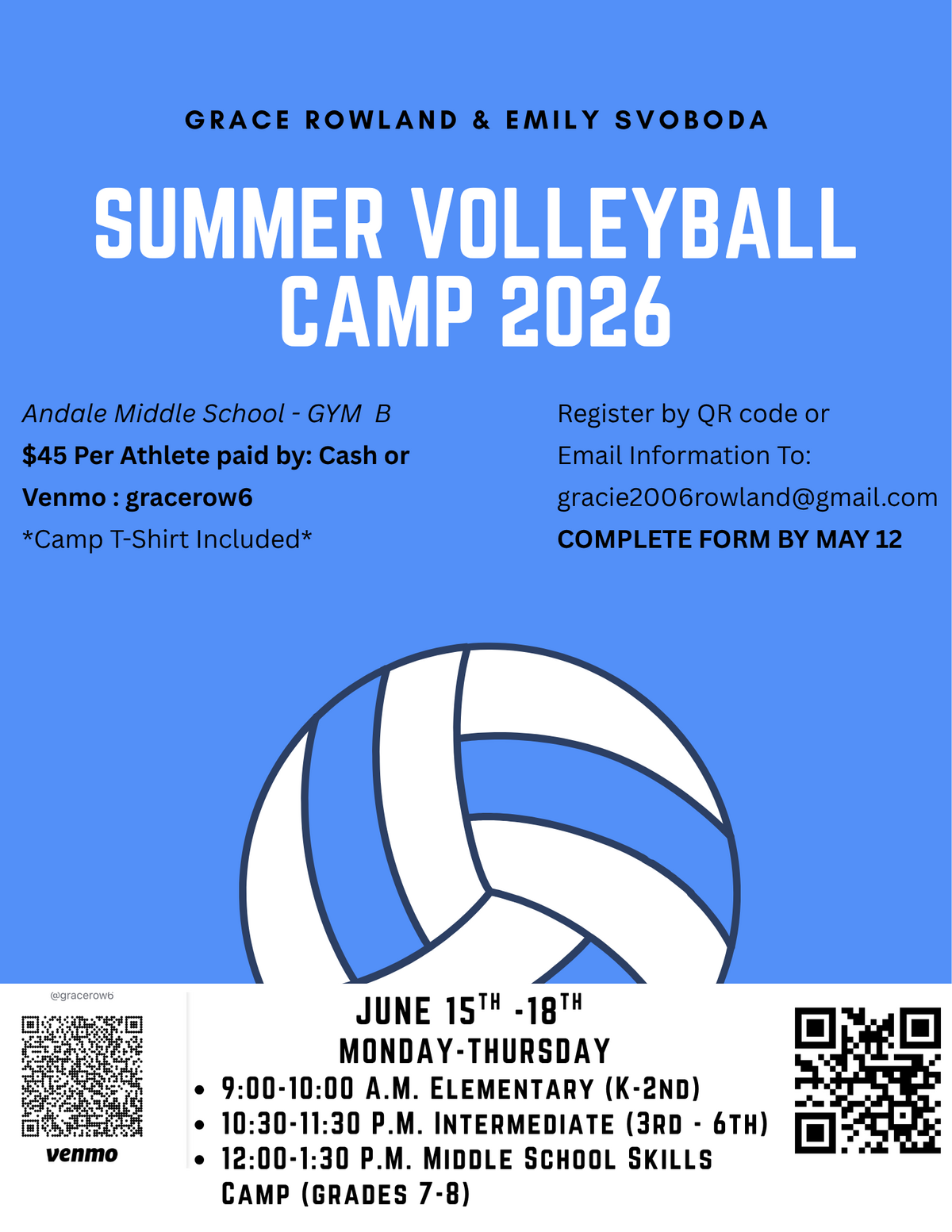 Summer Volleyball Camp with Ms. Rowland & Ms. Svoboda!