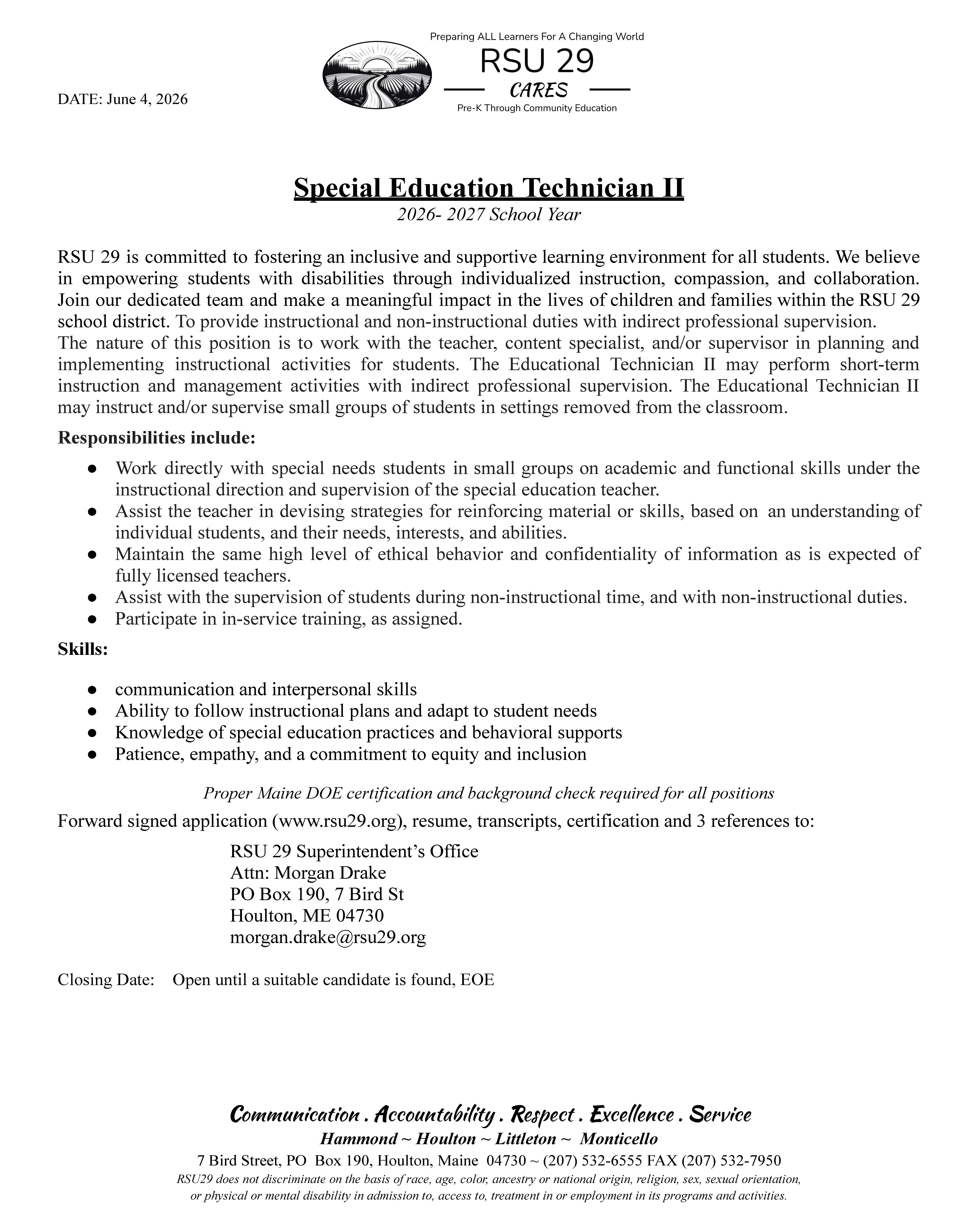 Special Education Technician II 