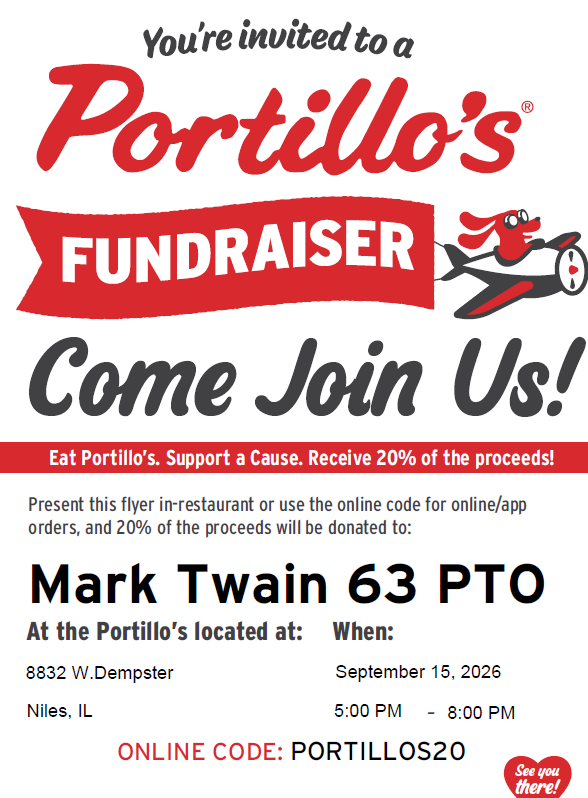 Mark Twain 63 PTO Portillo's Fundraiser