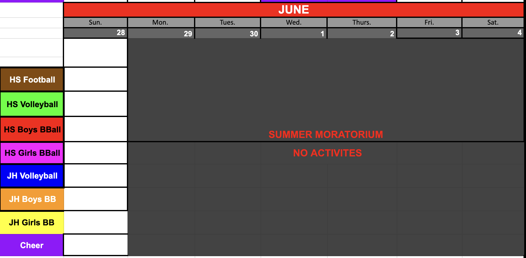 2026 Summer Weights/Camps/Open Gyms 