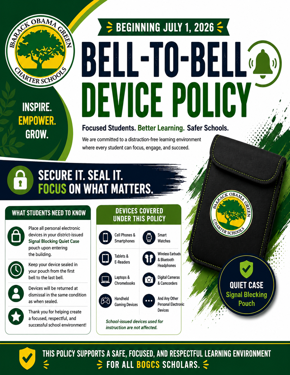 Read the Bell-To-Bell Device Policy