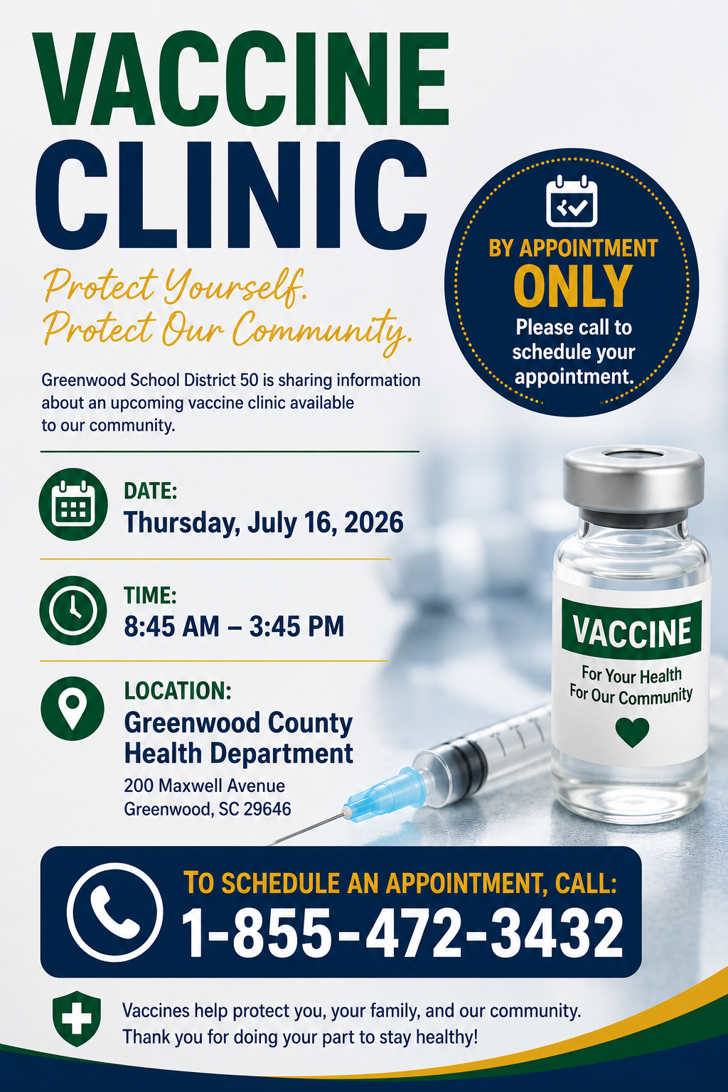 Greenwood County Health Department Offers Vaccine Clinic