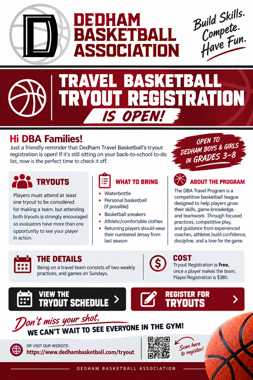 Dedham Basketball - Travel Basketball Tryout Registration