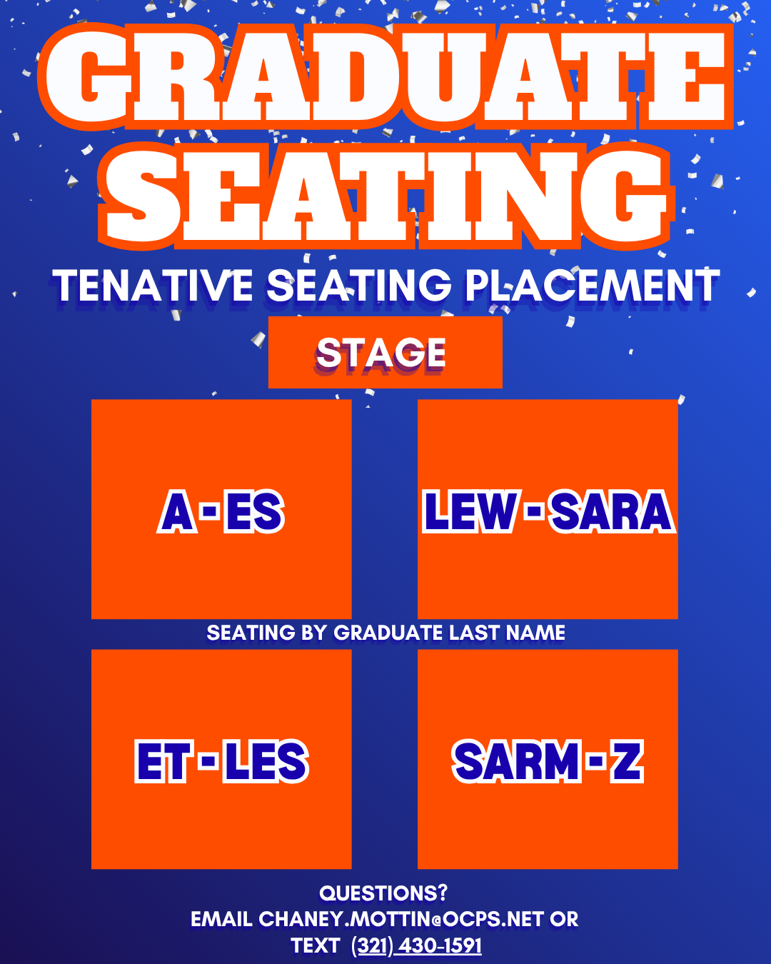 Graduate Seating - Tentative Placement (Subject to Change)