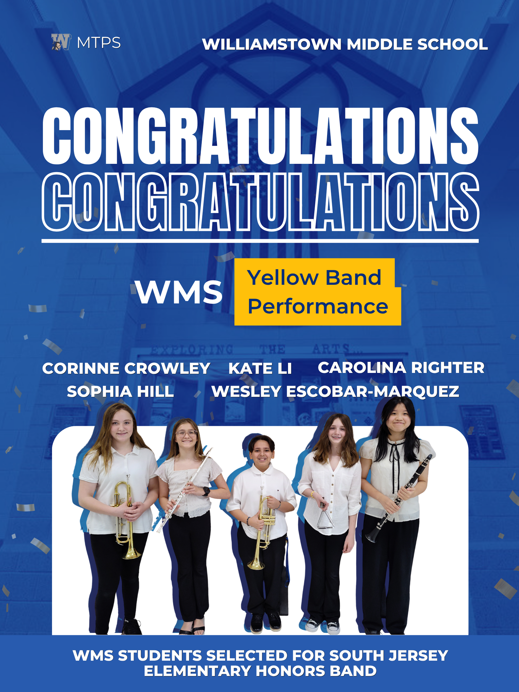 WMS Students Selected for South Jersey Elementary Honors Band