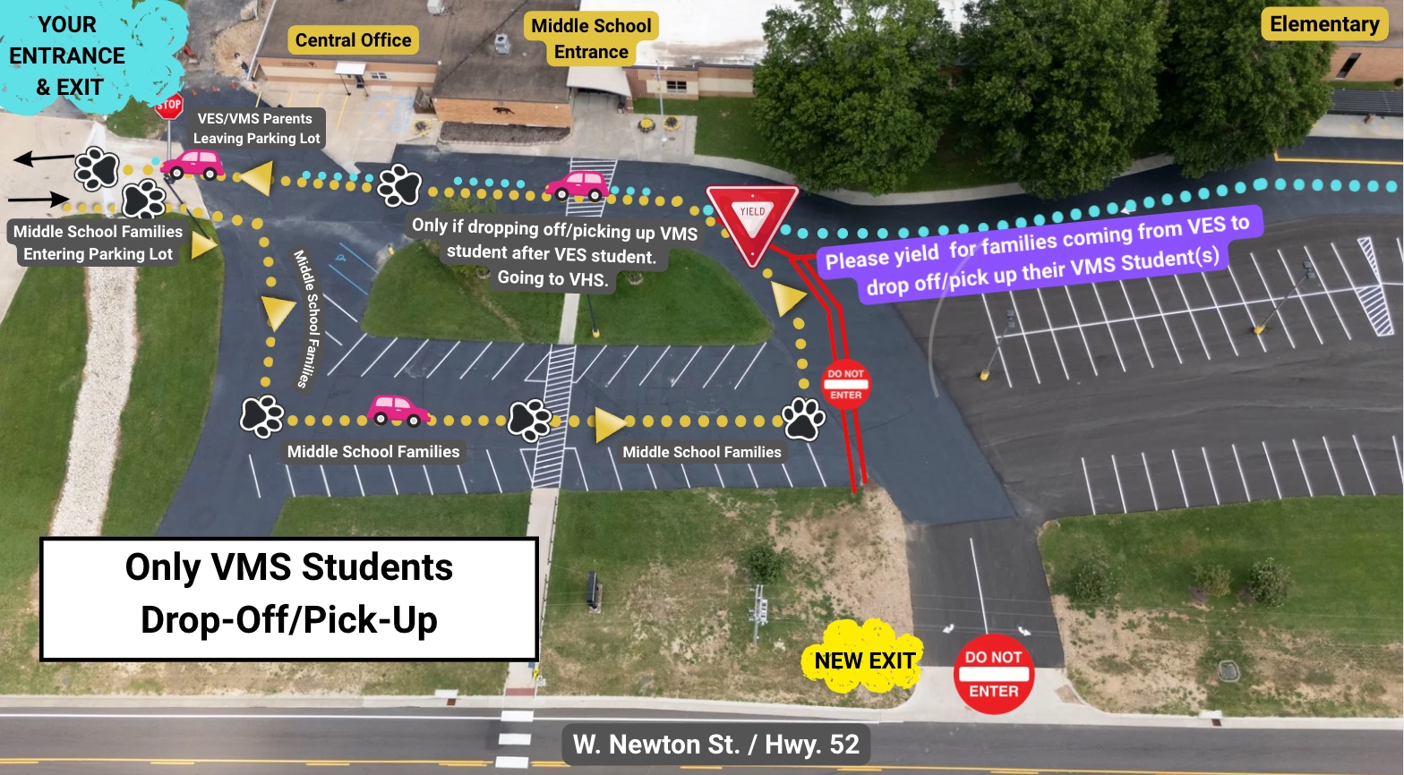 Back-to-School: New Campus Traffic Pattern - Middle School/Elementary Parking Lot Exit at Main Campus