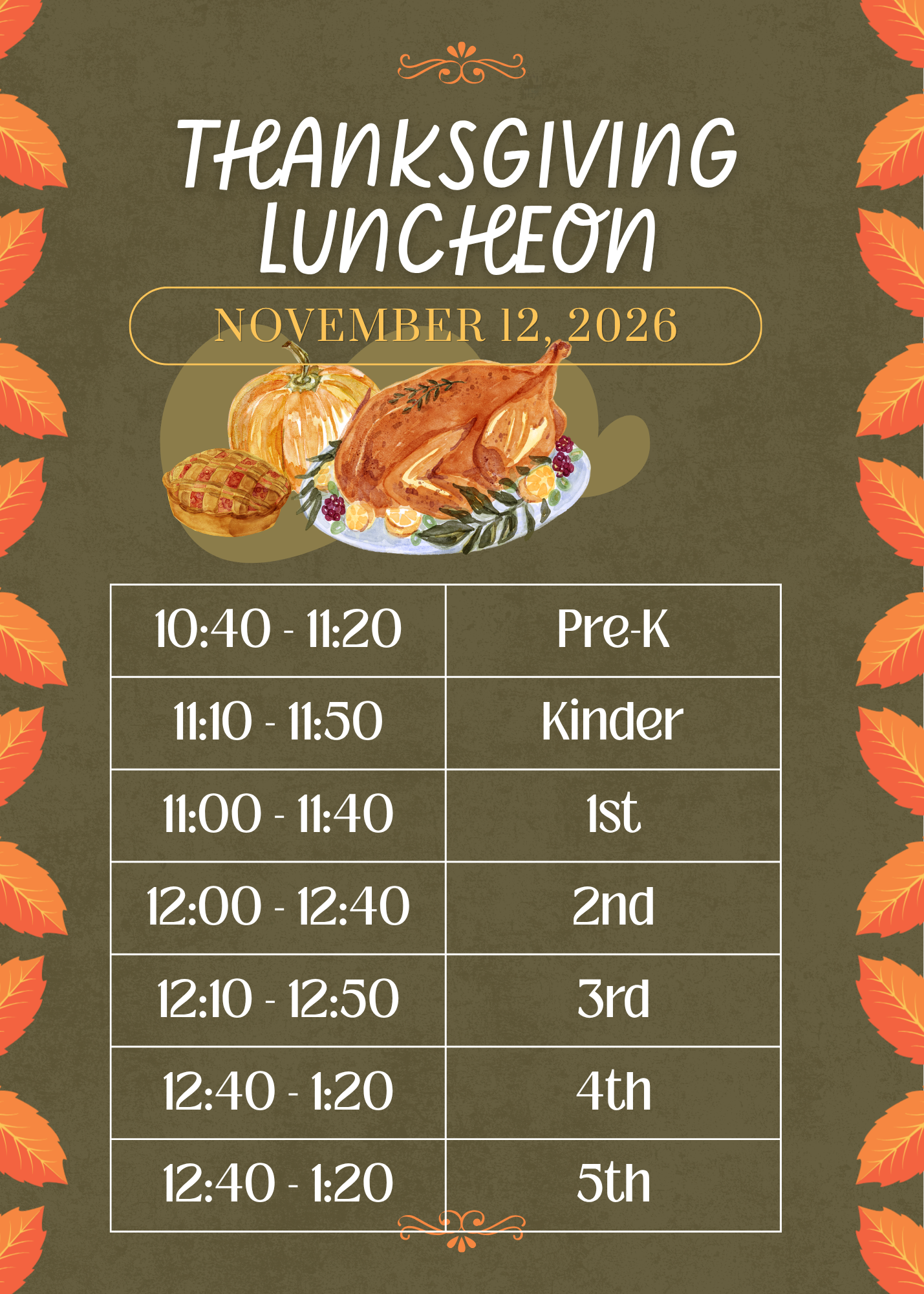 Join Us for Thanksgiving Lunch on November 12