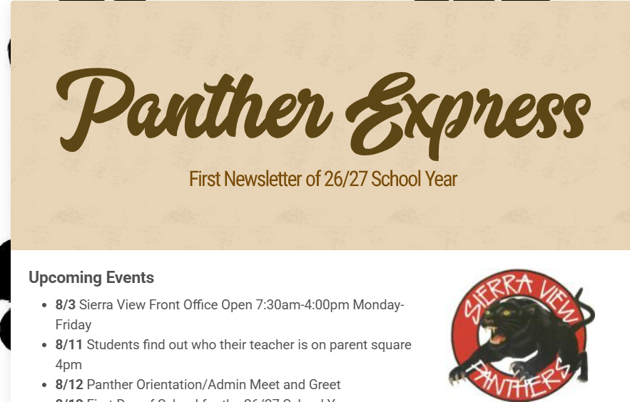 First Panther Express/Registration Information 