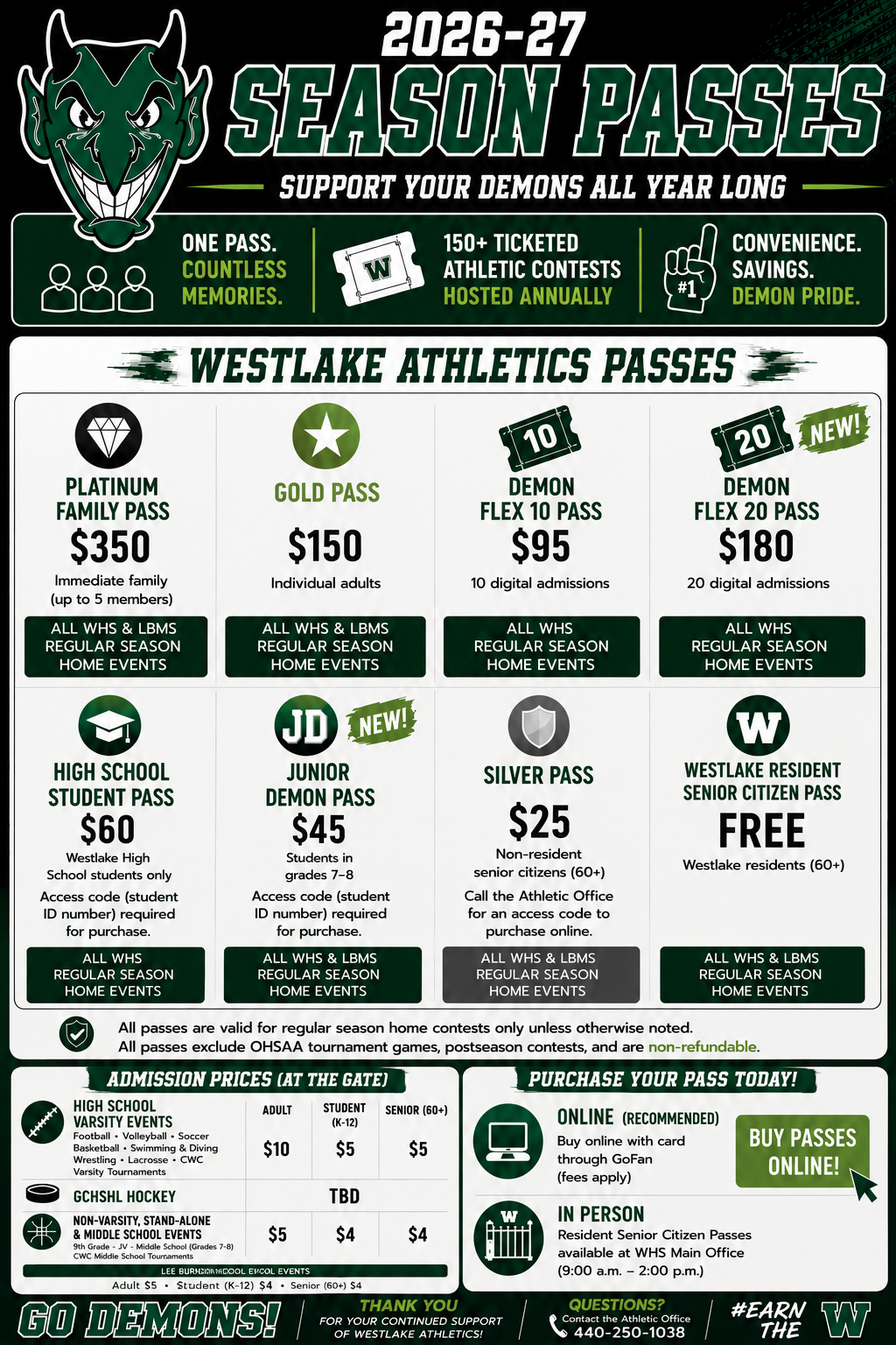 2026-27 Westlake Athletics Season Passes