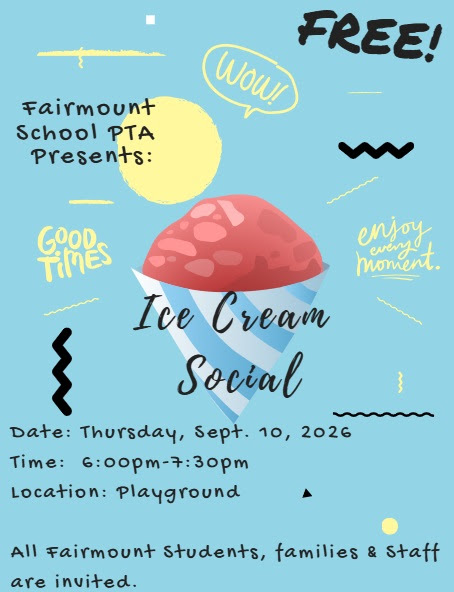 PTA Annual Ice Cream Social and Scholastic Book Fair