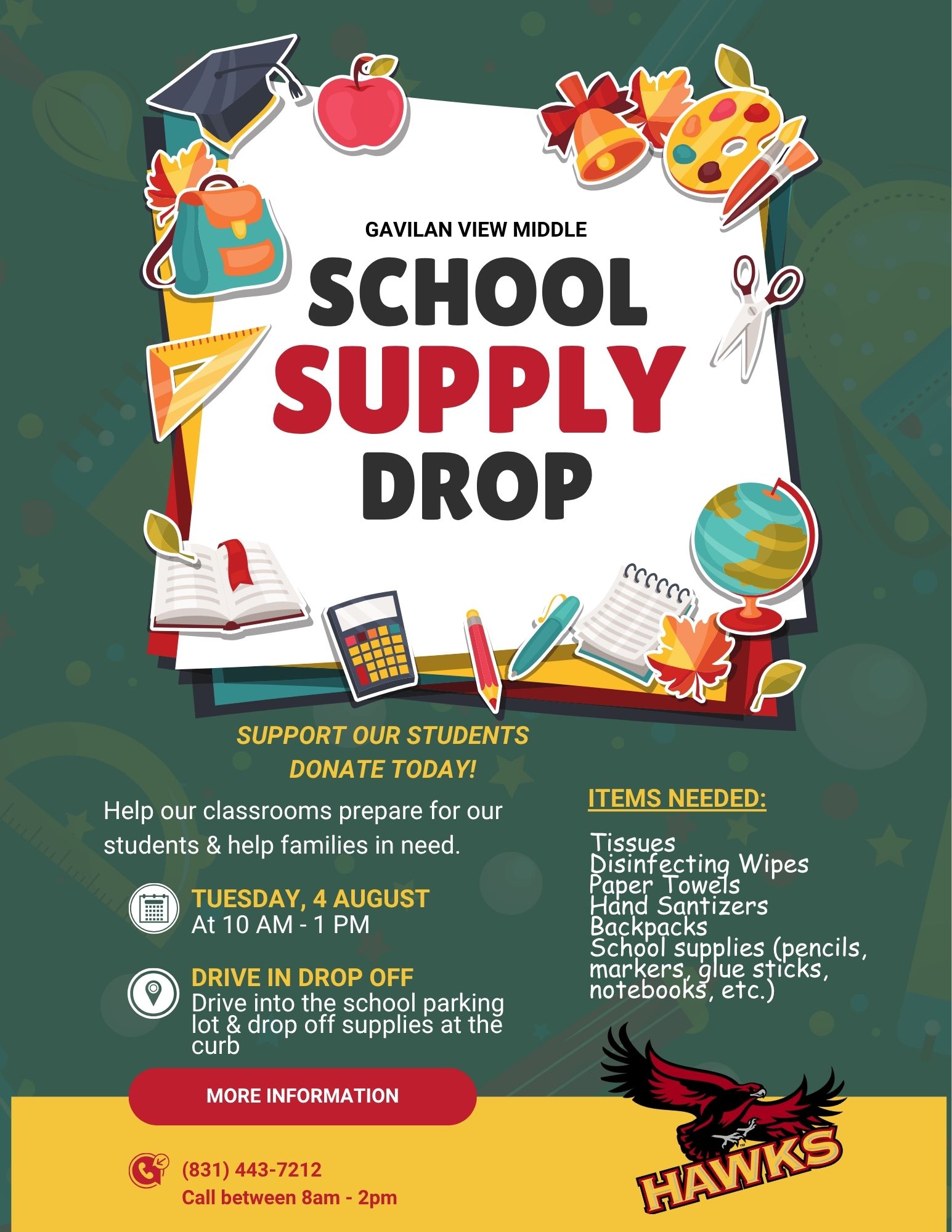 Quick Updates: Student Schedules, Bus Routes, & School Supply Drop Drive!