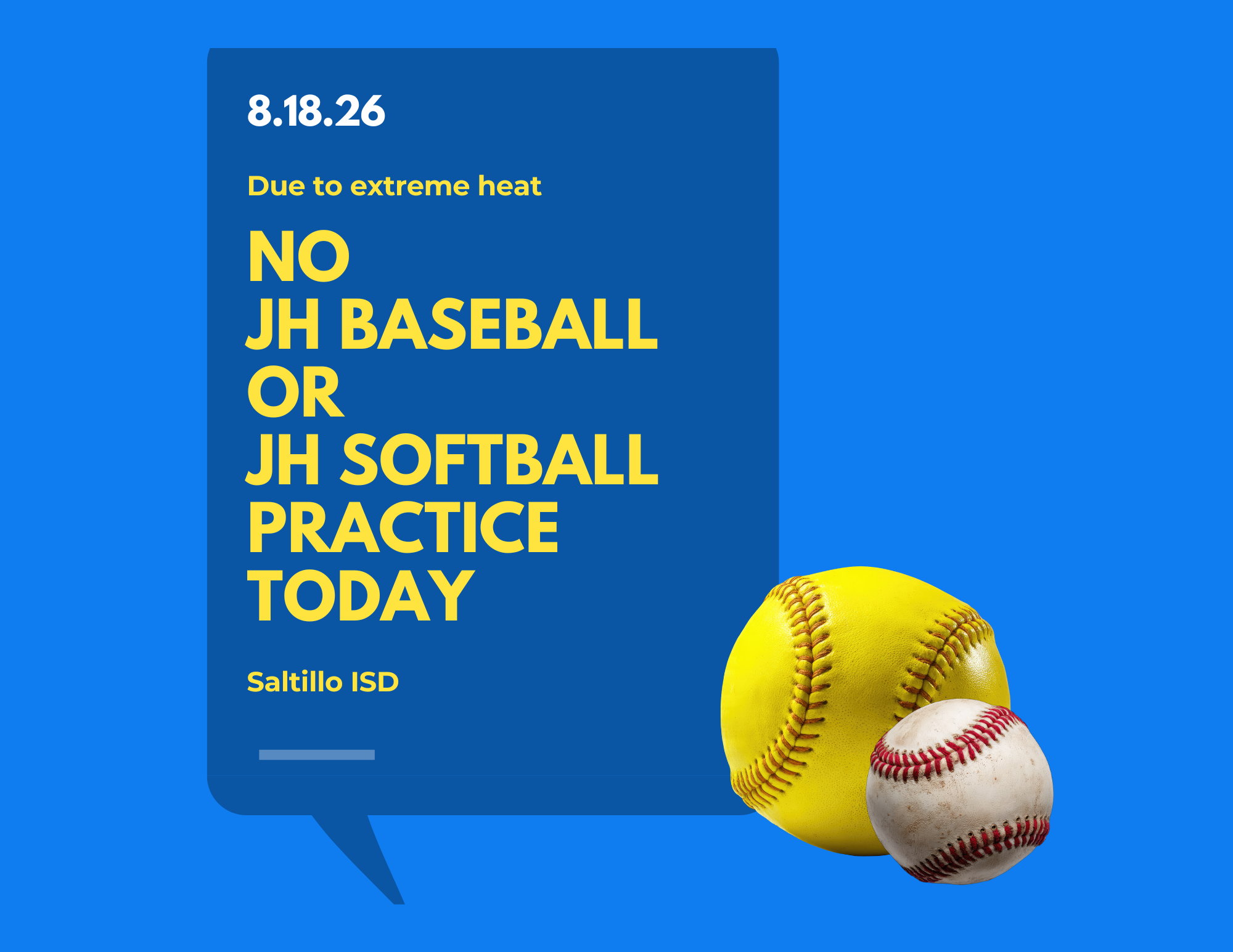 No JH Baseball/Softball Practice