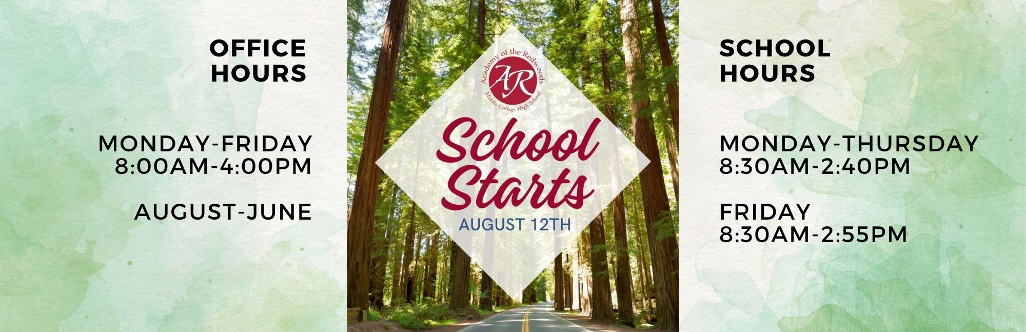 Welcome Back! School Starts Wednesday, August 12th
