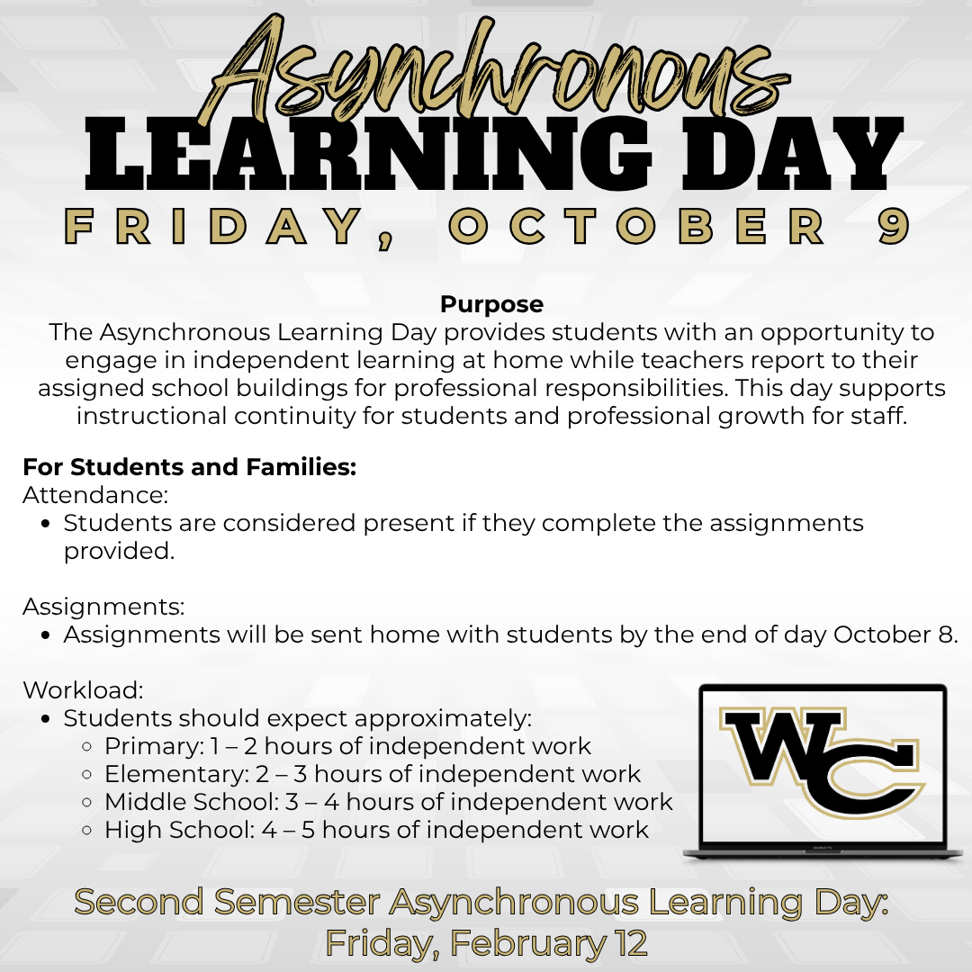 Reminder: Friday, October 9 - Asynchronous Day