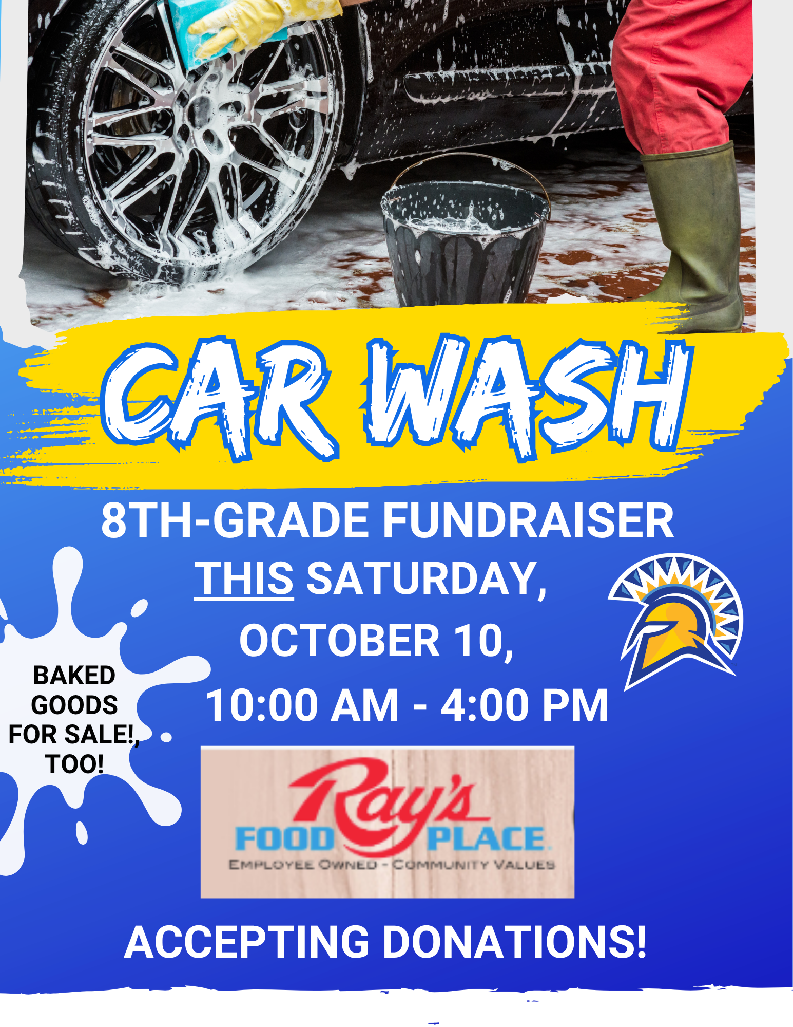 8th-Grade Car Wash and Bake Sale Tomorrow at Ray's Food Place in Fortuna! 