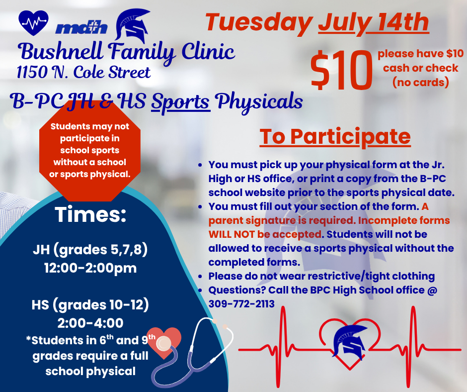 Mark your Calendars!!!  Sports physicals clinic!!!