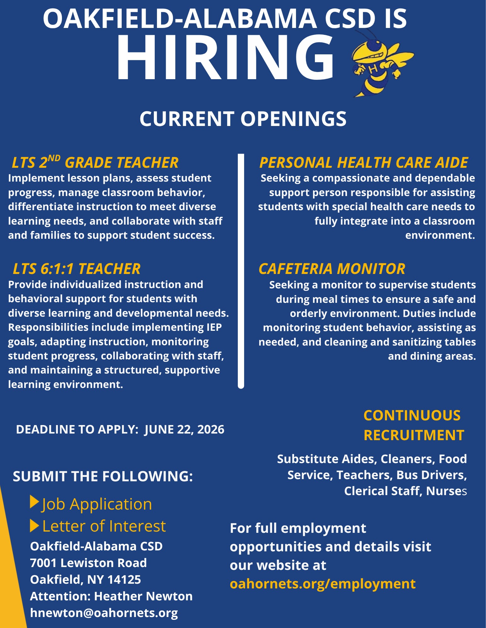 JOIN THE HIVE!  MULTIPLE EMPLOYMENT OPPORTUNITIES AT O-A!!  