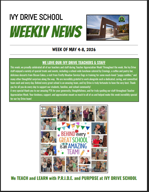 Ivy Drive Weekly News - Week of May 4-8