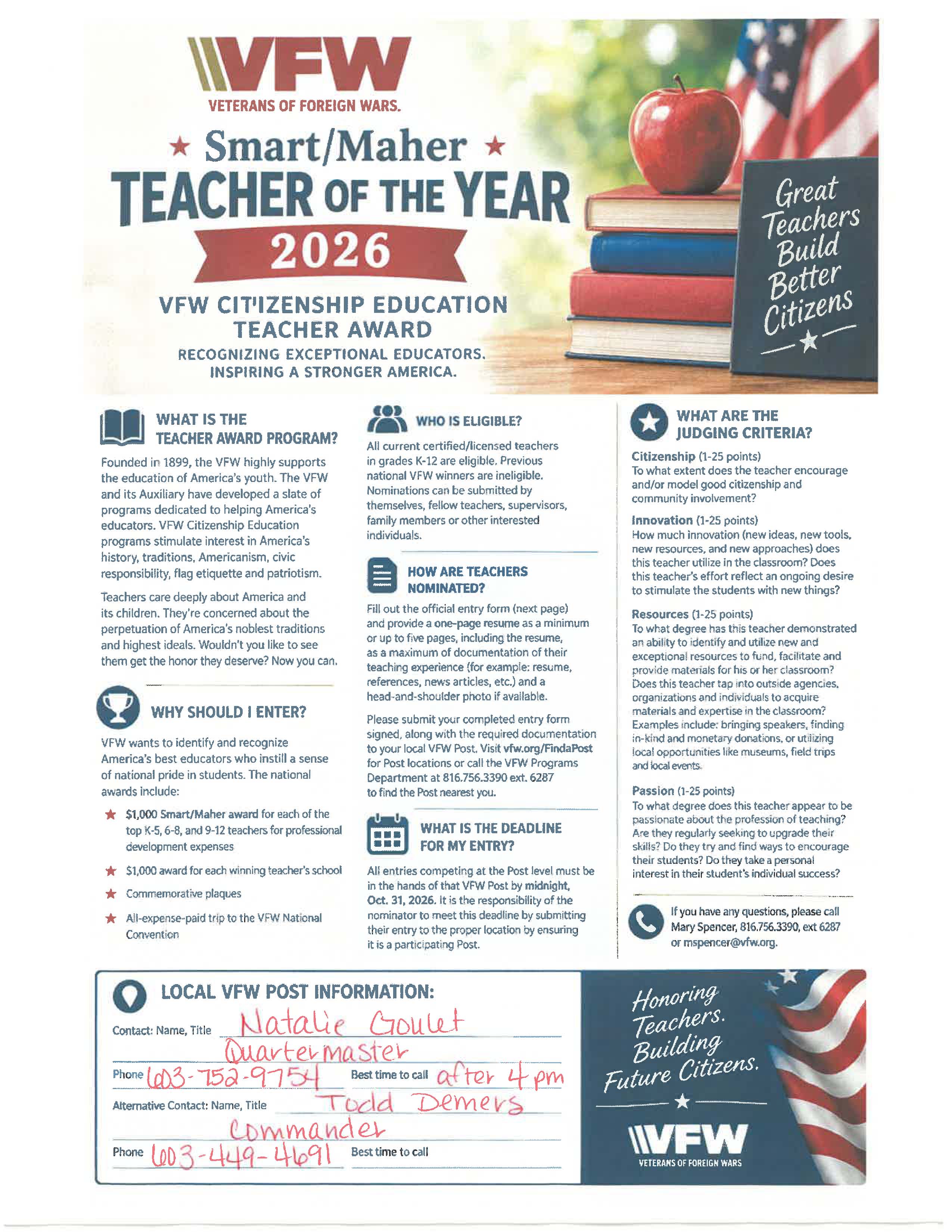 VFW supporting the education of youth