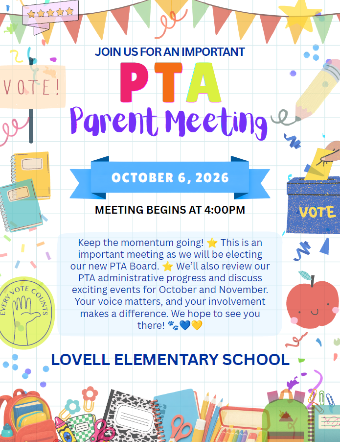📣 Big Things Ahead! PTA Board Elections & Fall Events 🍂 Oct. 6