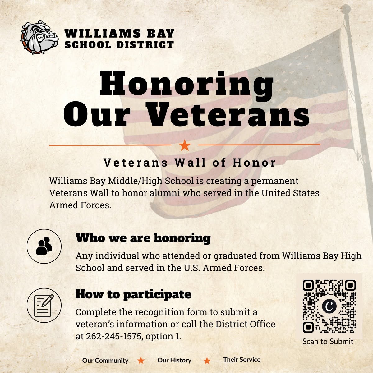 Williams Bay School Veterans Wall of Honor
