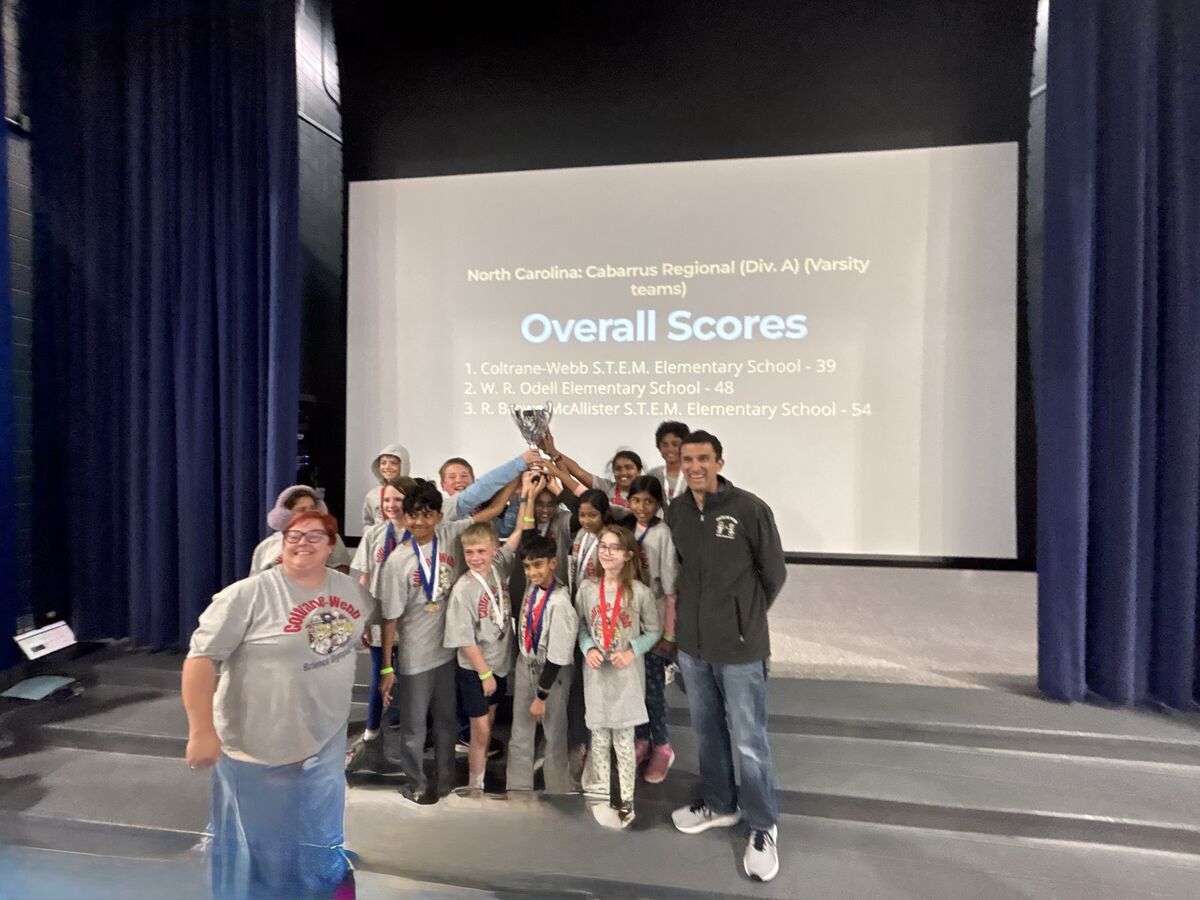 Photo of the Coltrane-Webb Science Olympiad Team winning 1st place.