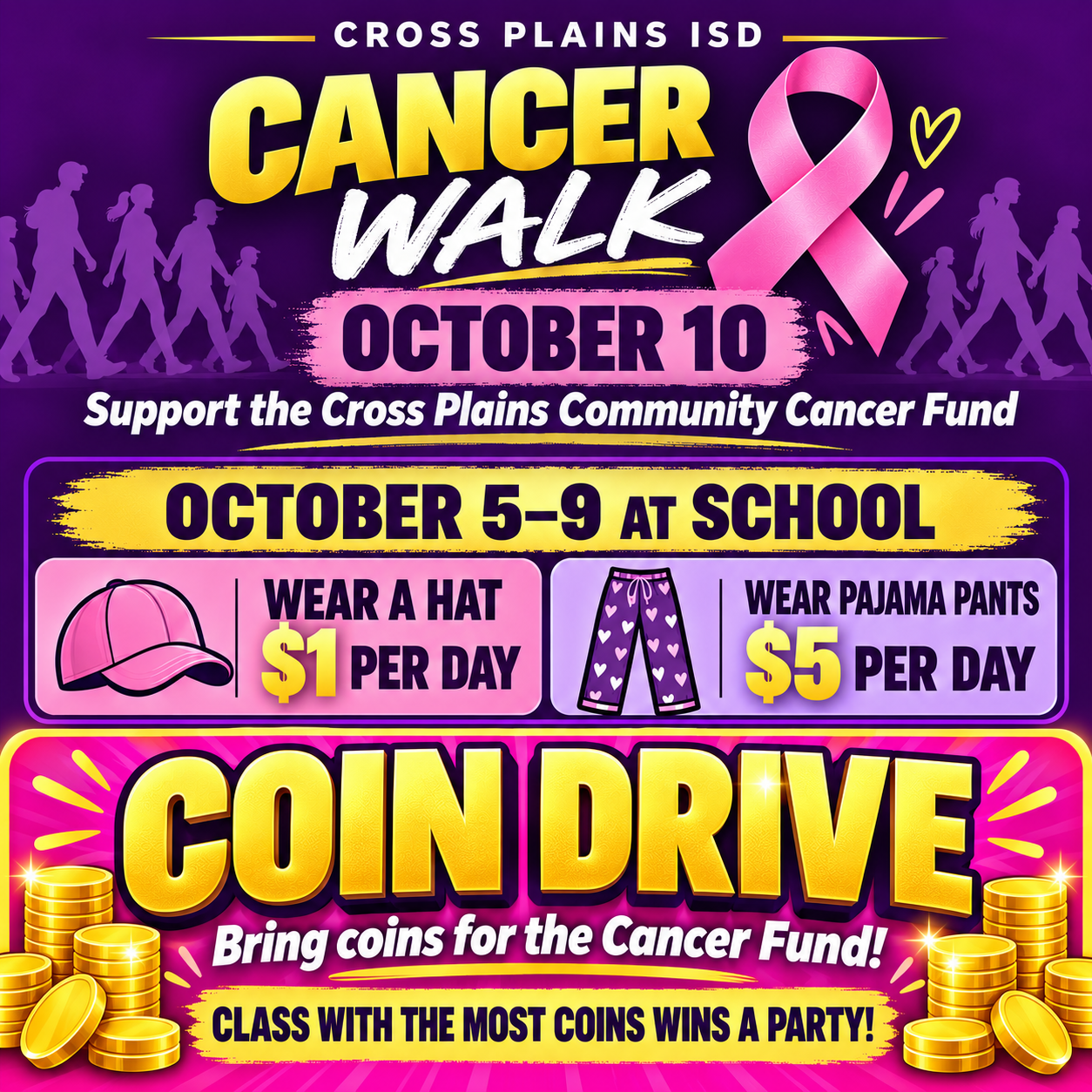Next week in support of the Cancer Walk, donations go to the Community Cancer Fund
