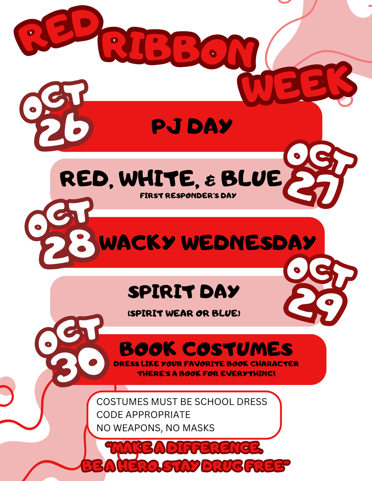 Fall Festival & Red Ribbon Week Spirit Wear