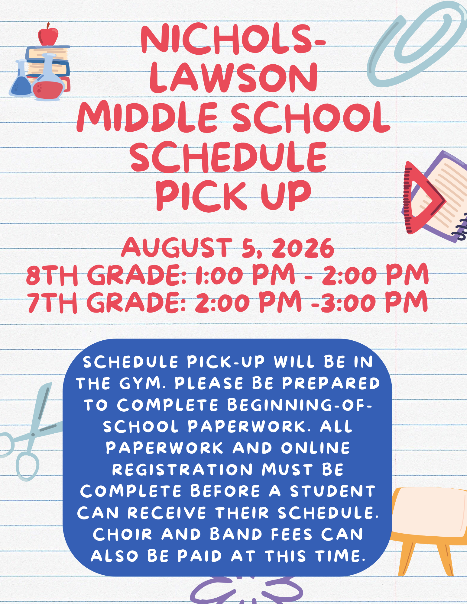 7th & 8th Grade Schedule Pickup