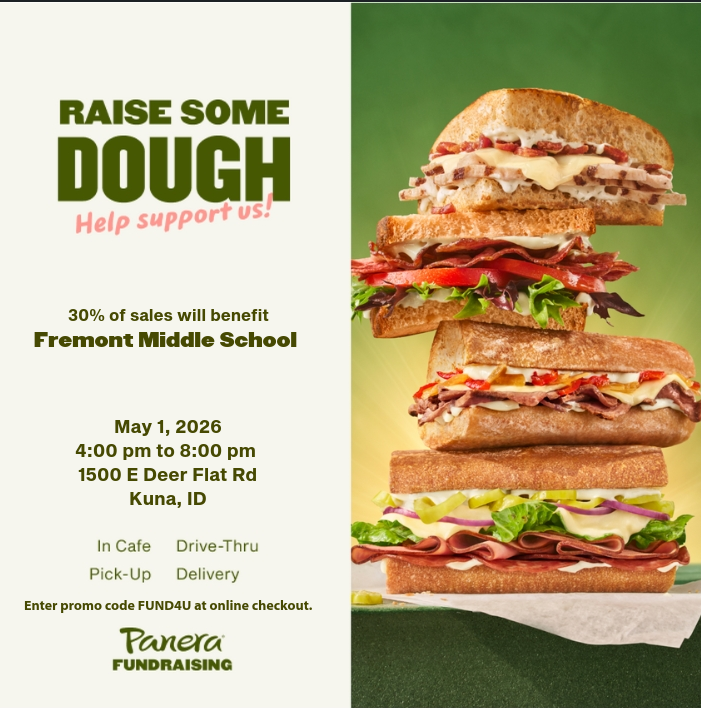 FMS FOOTBALL FUNDRAISER - Friday, May 1st at Panera from 4-8pm