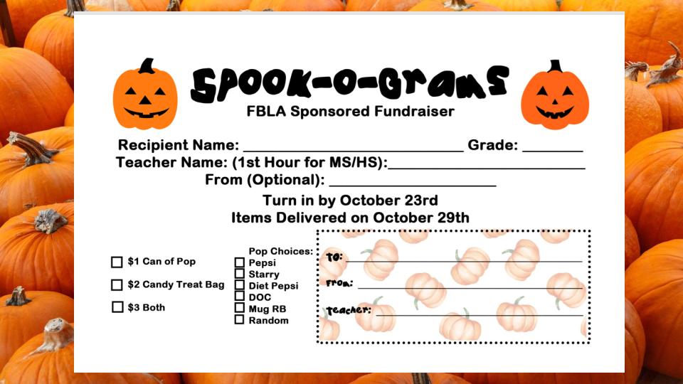 Spook-o-grams! Last Chance to order by 10/23