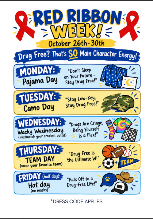 Red Ribbon Week Next Week 10/26 - 10/30
