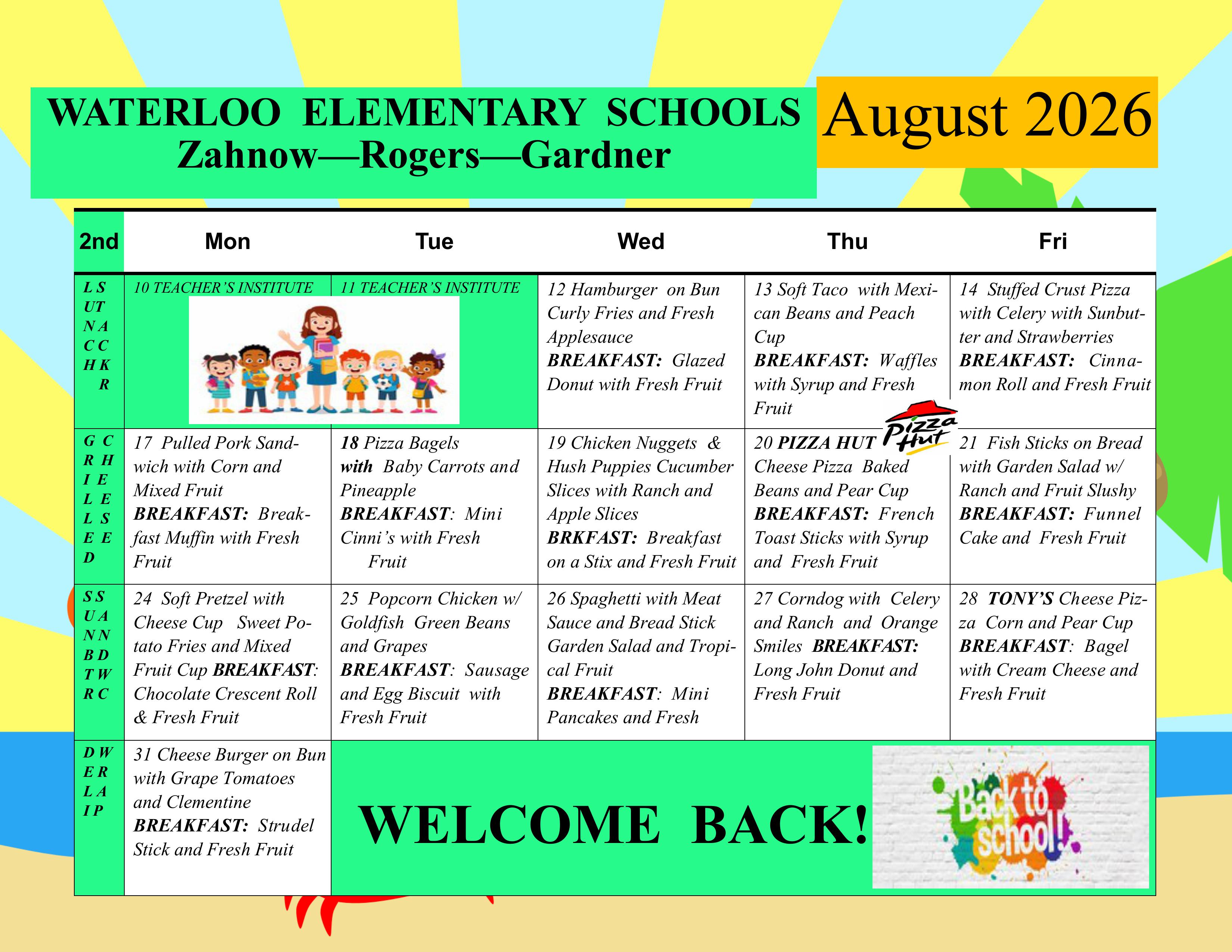 August Lunch Menu