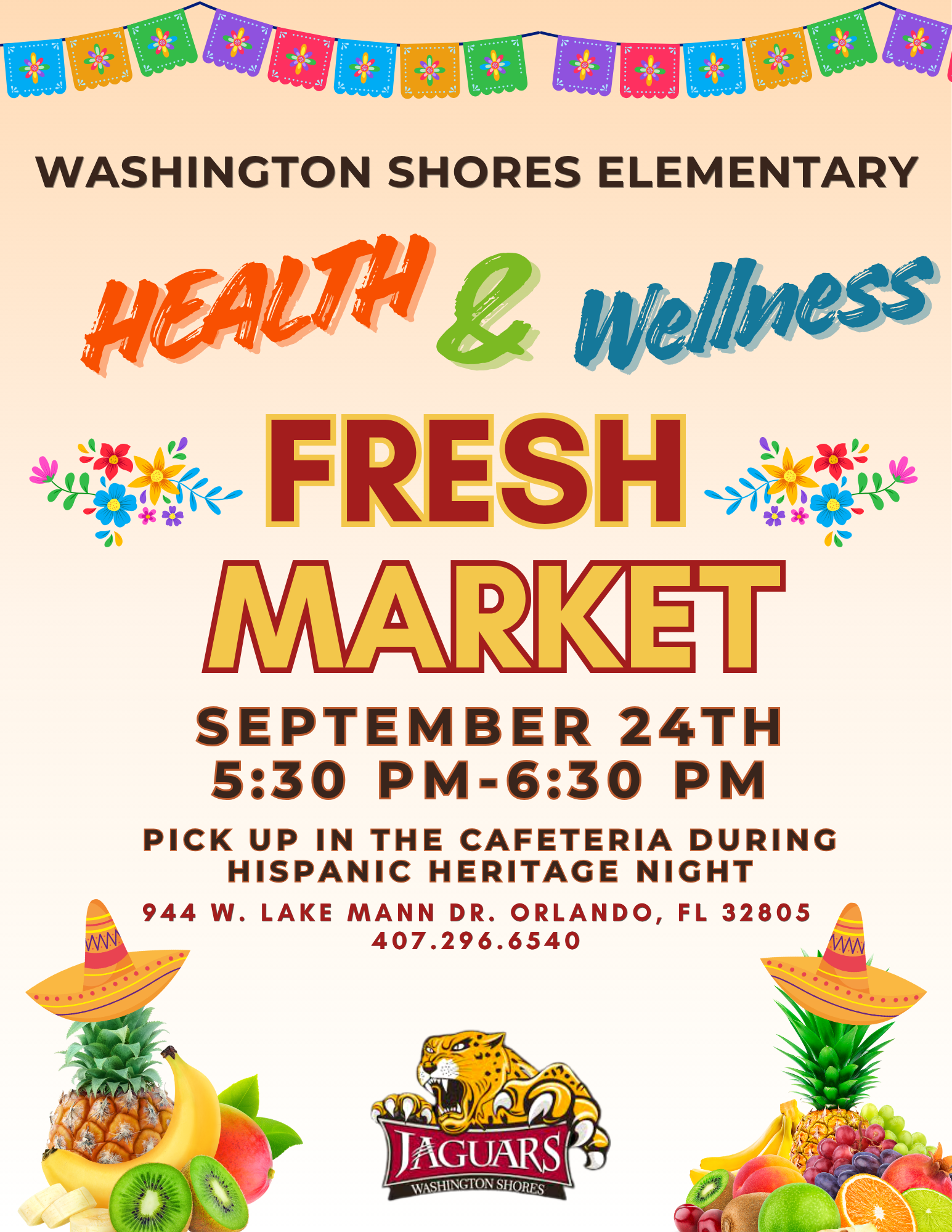 📢 Washington Shores Elementary Health & Wellness Fresh Market Reminder! 🥕🍎