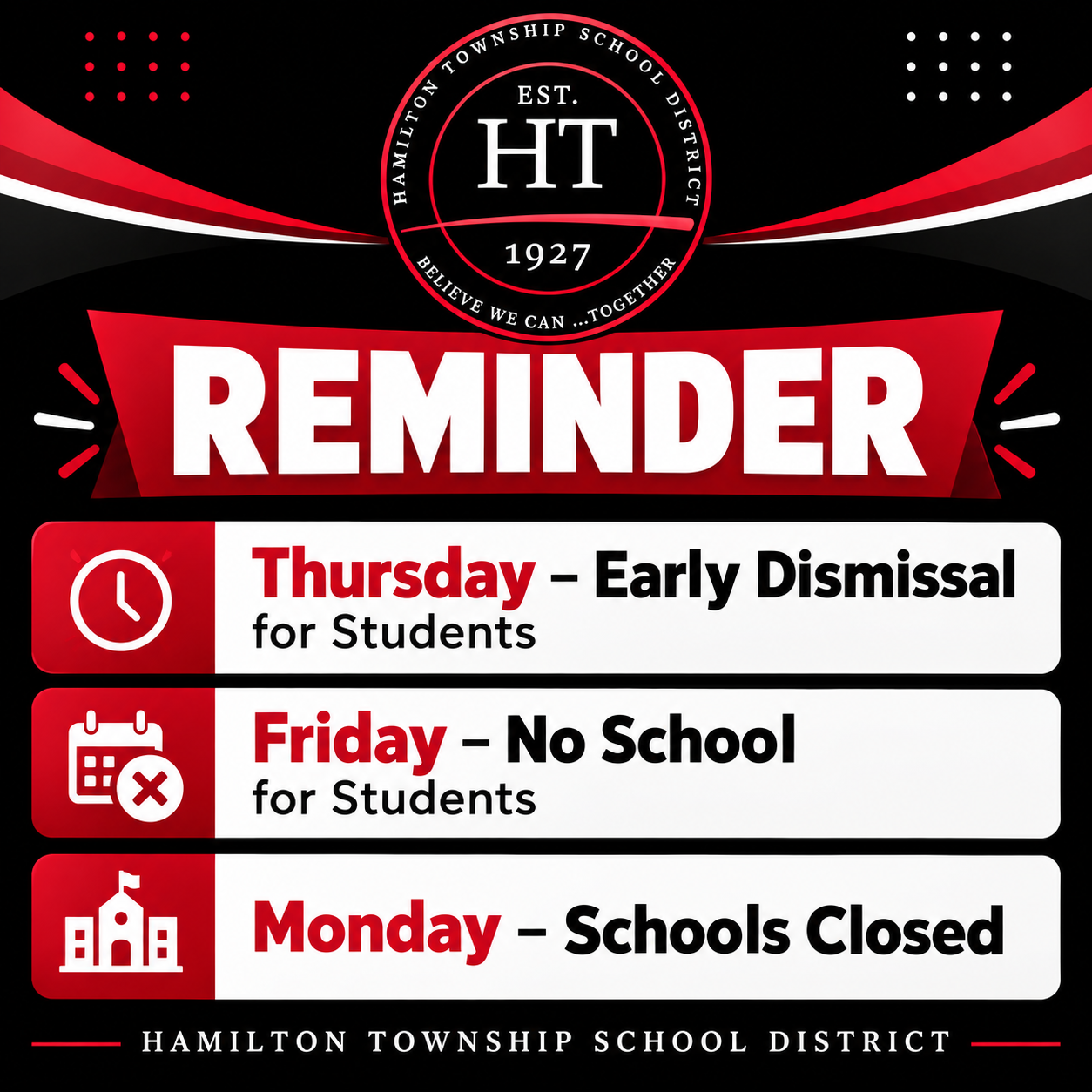 District Reminders: 10/8 - 10/12
