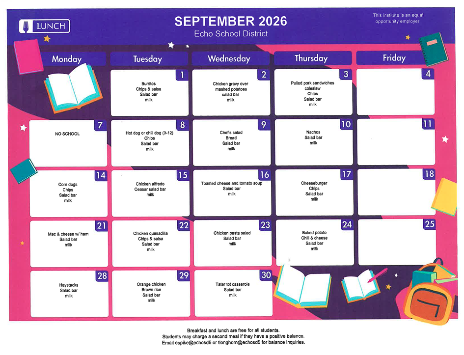 September Lunch Menu