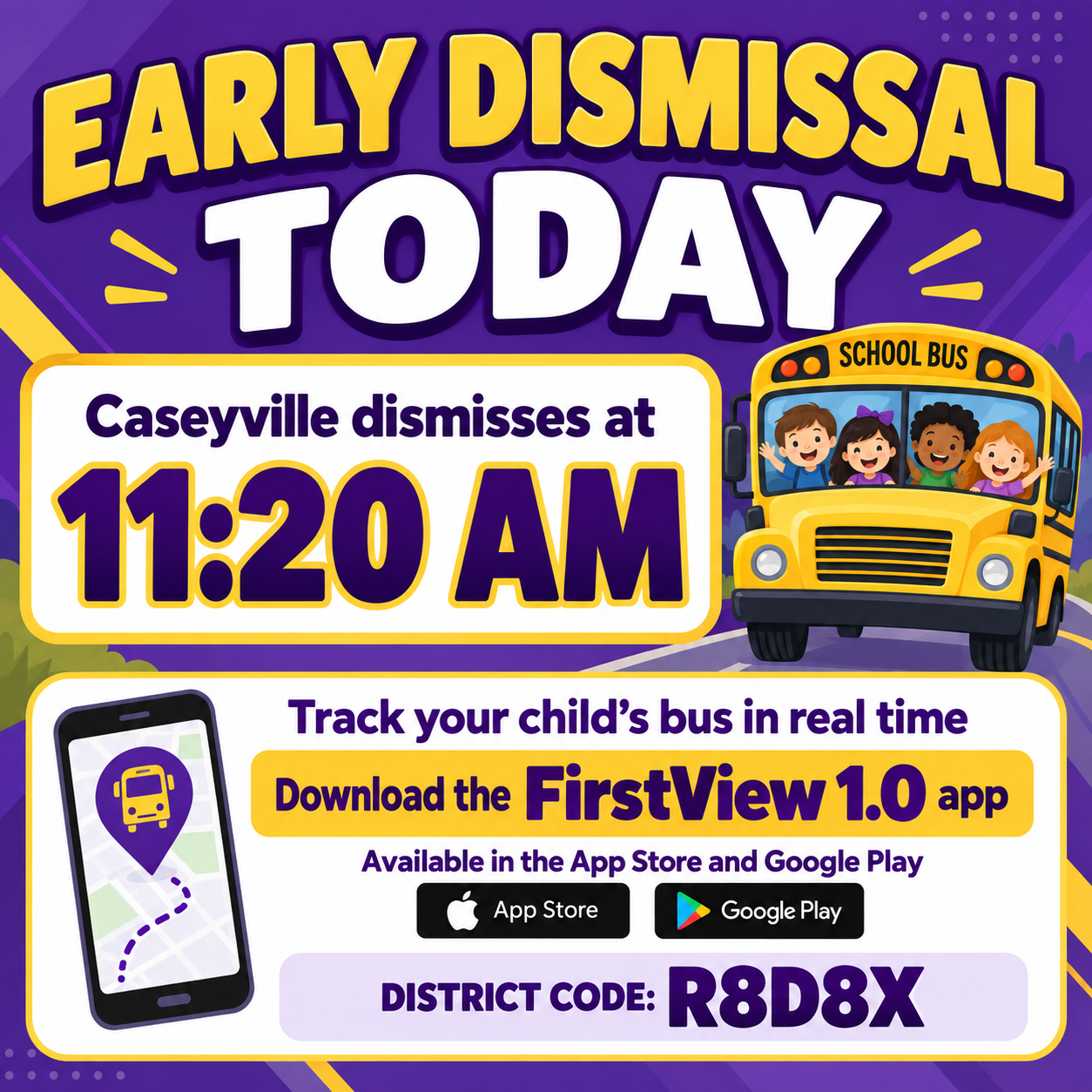 Early Release Today -- Dismissal at 11:20 AM