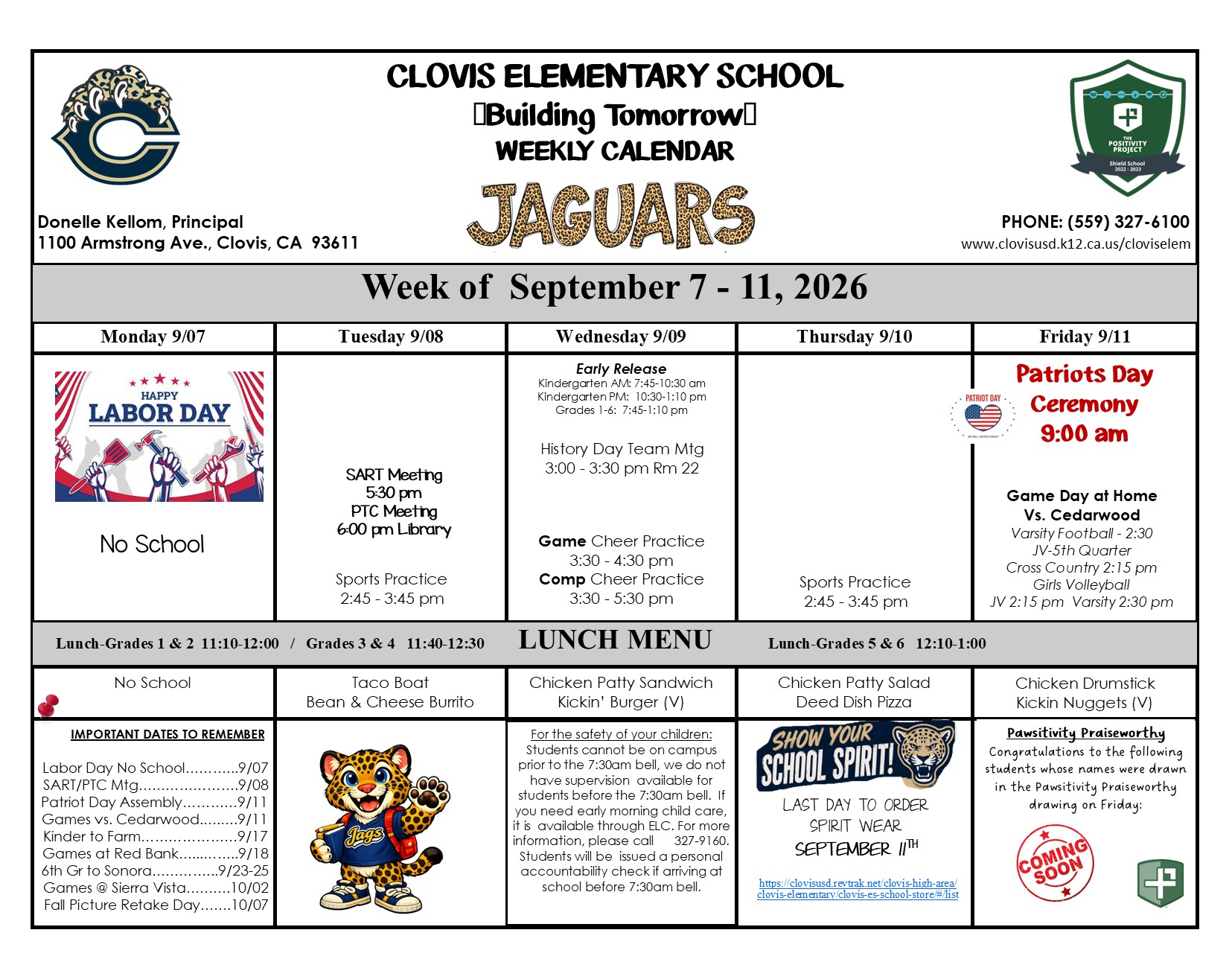 Week Calendar Sept 7-11