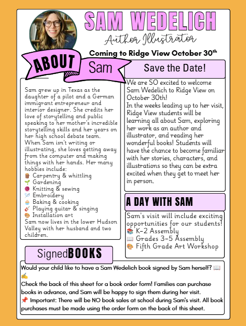Sam Wedelich is coming to Ridge View! 